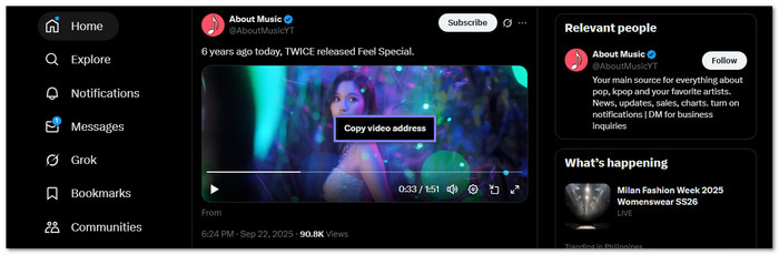 Copy The Twitter Video Link