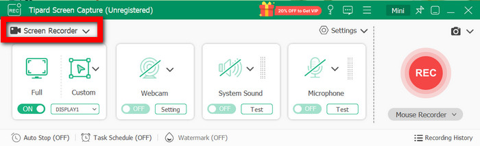 Tipard Screen Recorder Option