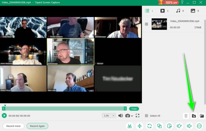 Export Recorded Meeting Tipard