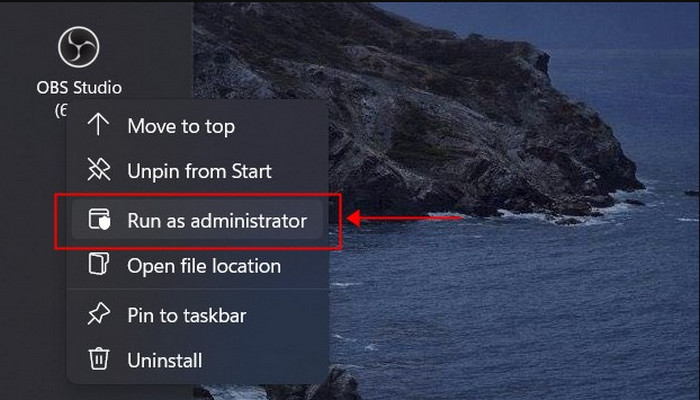 Run Administrator OBS