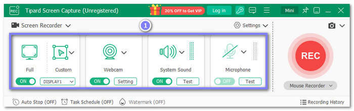 Choose Recording Area and Audio Source