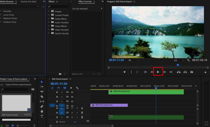 Add Video Timeline Pause Premiere