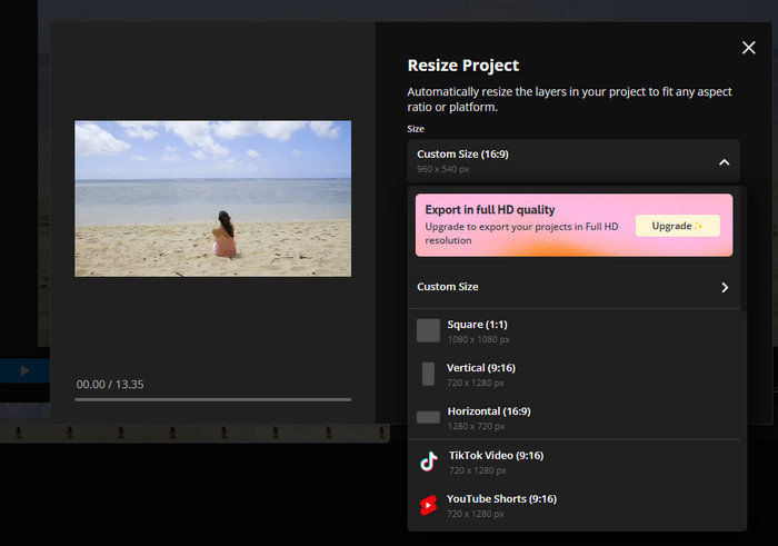 Resize Project Kapwing