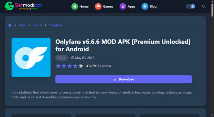 Interface Onlyfans Mobile