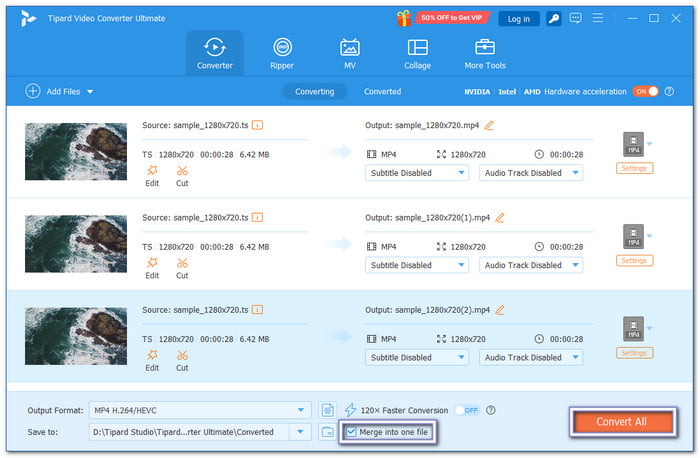Enable Merge into One File Option