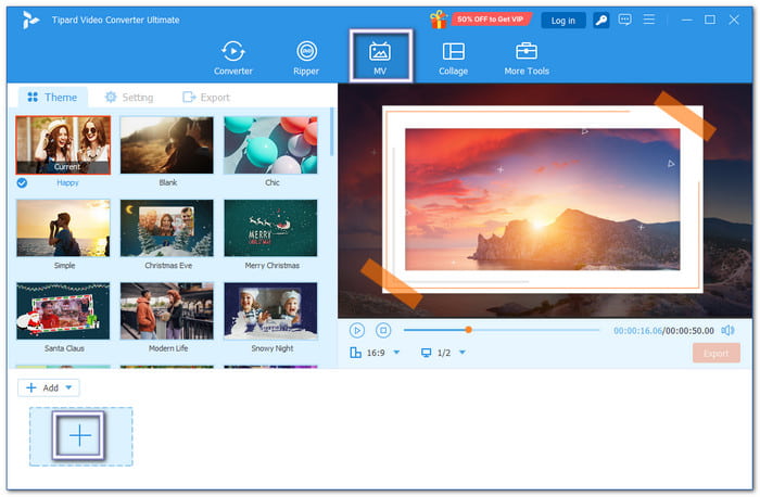 Go to the MV Tab and Import Your Video