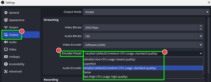 Change Encoder Preset