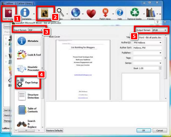 PDF to MOBI Calibre