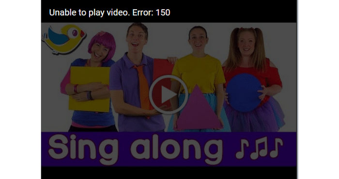 YouTube Playback Error 150