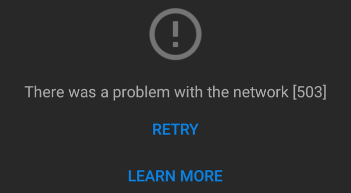 YouTube Playback Error 503