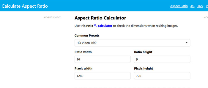 Aspect Ratio Calculator