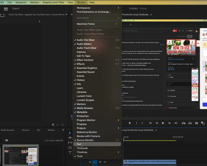 Premiere Text Panel