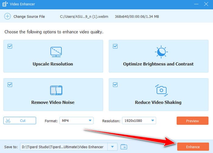 Enhance Button Video Tipard