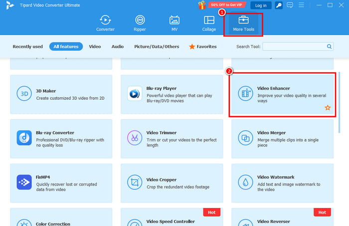 More Tools Video Enhancer Feature Tipard
