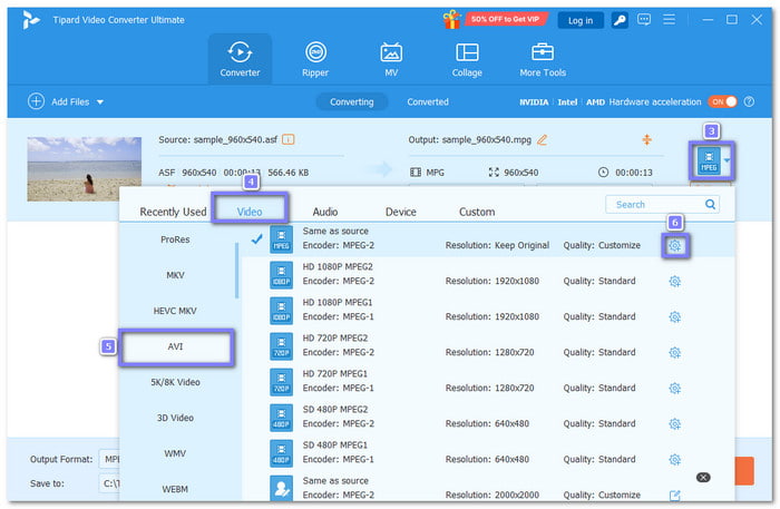 Pick Avi As Your Target Format