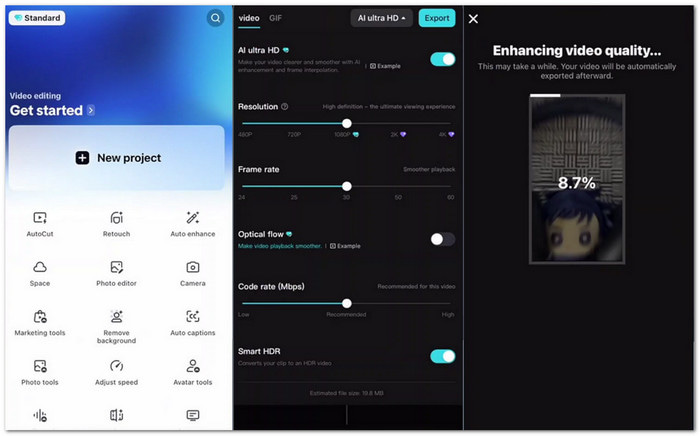 CapCut Top AI Video Upscaler on iOS