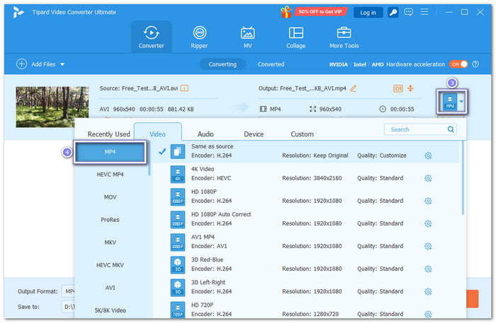 Choose MP4 From Format Menu