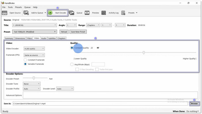 Handbrake Compress Video for Facebook