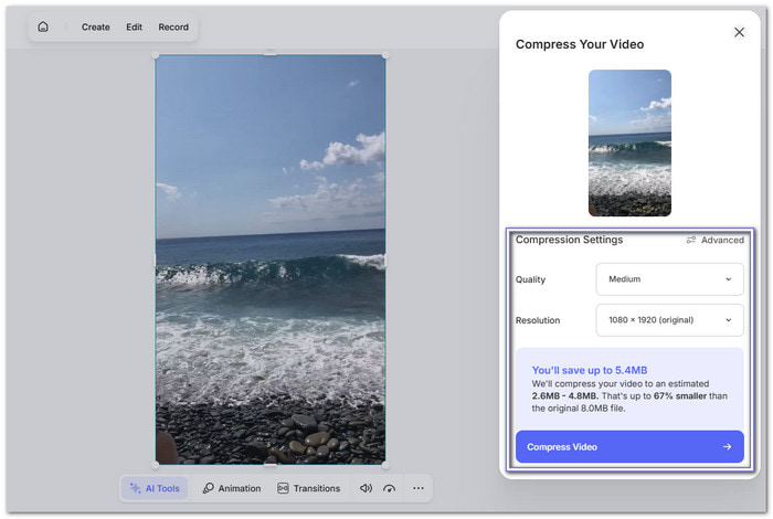 Veed io Compress Videos for Facebook Free Online