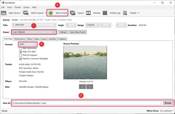 Convert DAT to MP4 in HandBrake