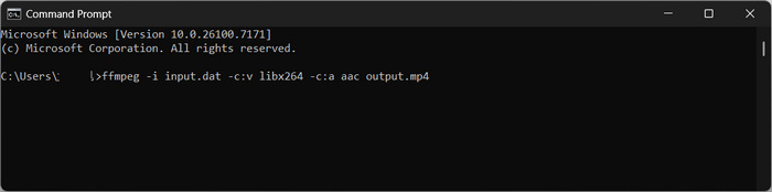 Re-encode DAT to MP4 in FFmpeg