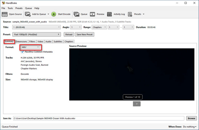 Summary Format MKV