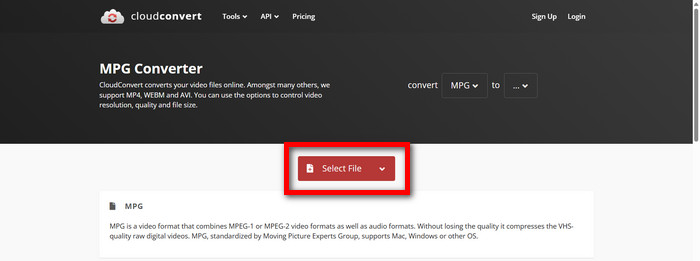 Cloudconvert Select File