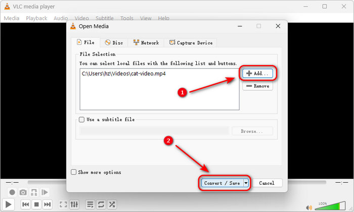 Add Mp4 File to Vlc