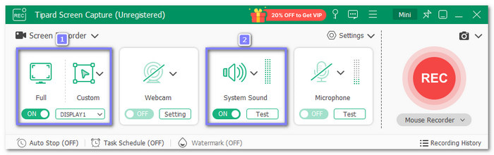 Record In Full or Custom Screen