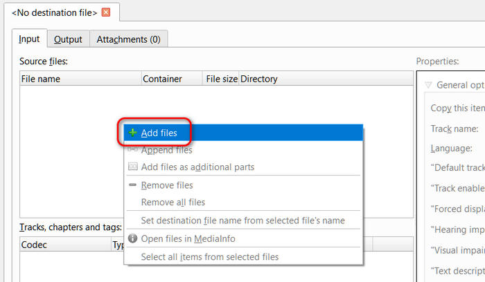 Add TS Files to MKVToolNix