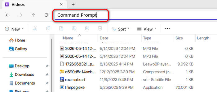 Launch Command Prompt with FFmpeg