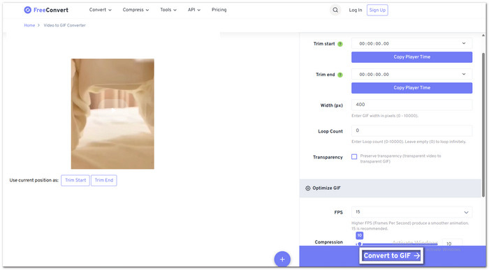 FreeConvert Convert Video to GIF
