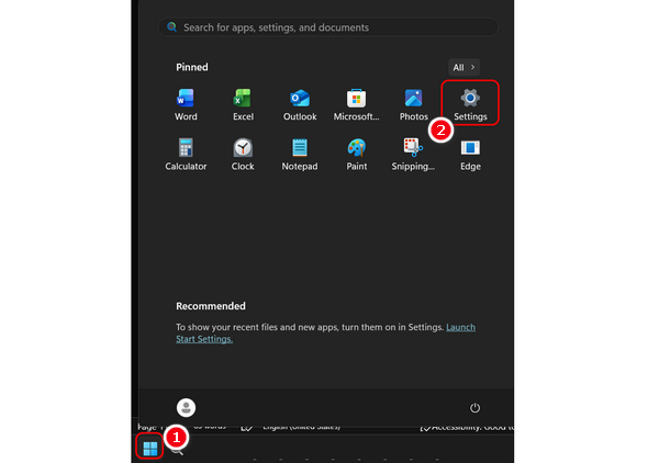 Open Settings in Windows