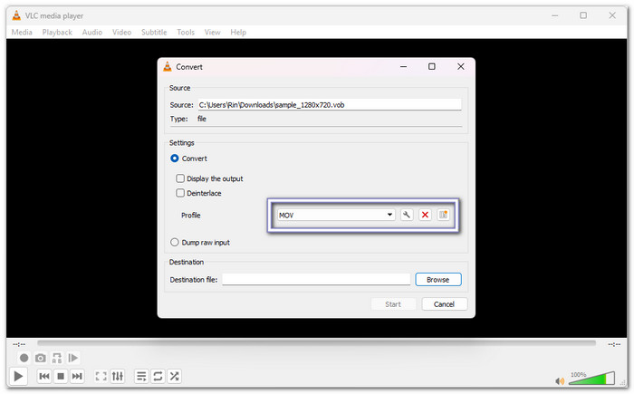 VLC Convert VOB File to MOV