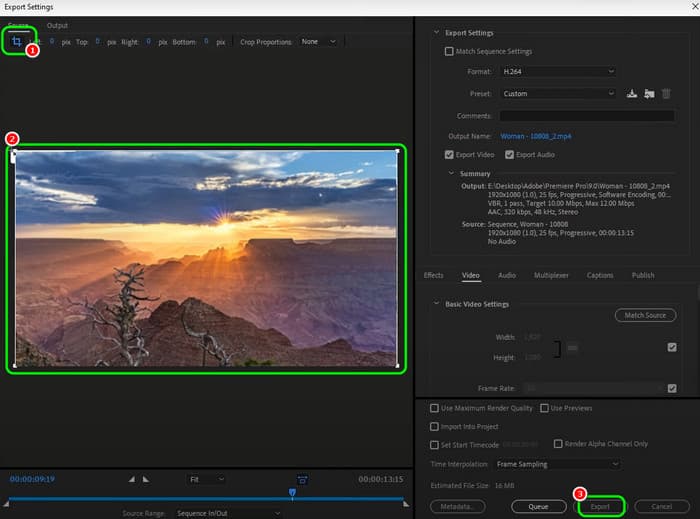 Crop Video Export Premiere