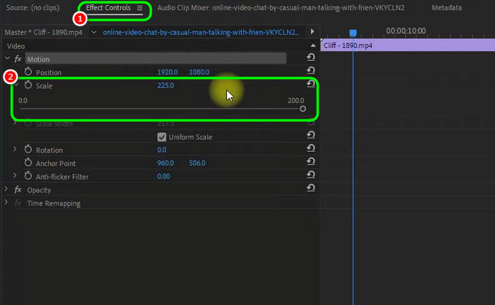 Effect Control Scale Resize Premiere