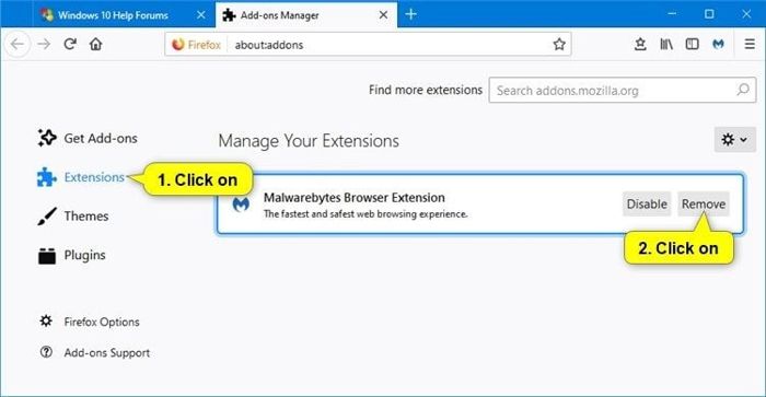 Remove Firefox Extension