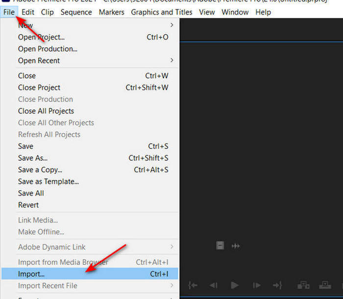 Import Video in Premiere