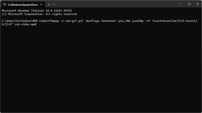 Convert Gif to MP4 FFmpeg