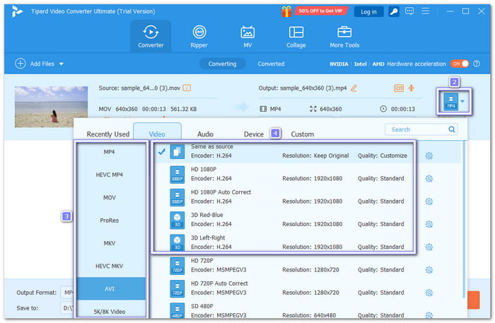 Select A Specific Video Format
