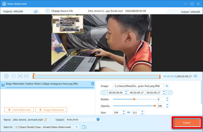 Export Button