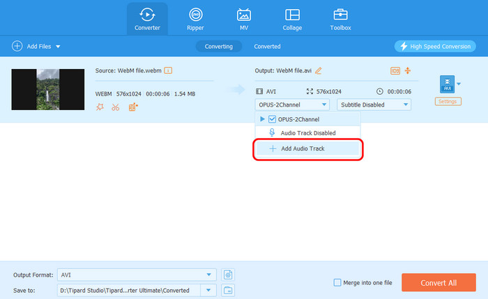 Add Audio Track Tipard