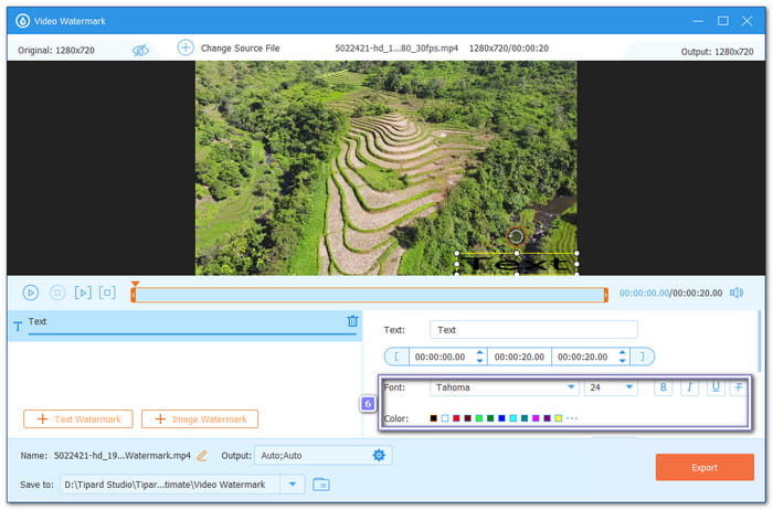 Customize The Text Watermark