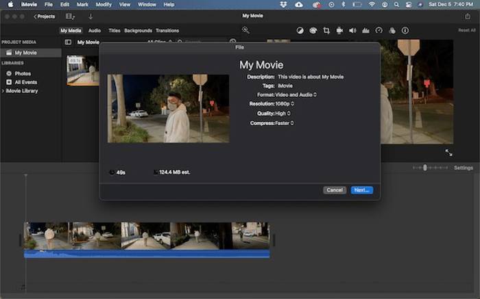 Compress iMovie