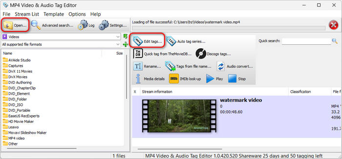 Load Video to MP4 Video & Audio Tag Editor