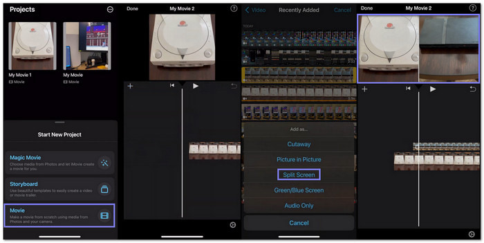 iMovie A Video Make Collage on iPhone