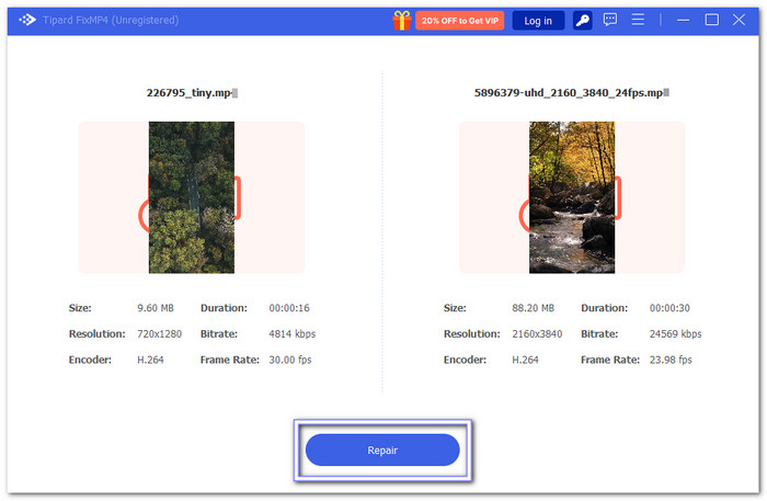 Click The Repair Button