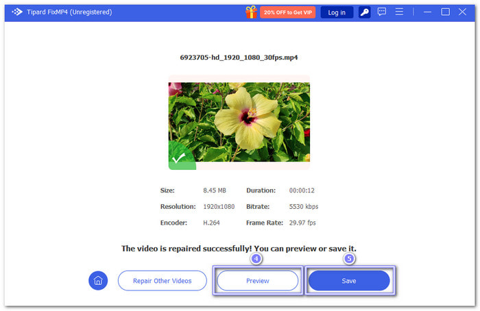 Export Repaired Video File