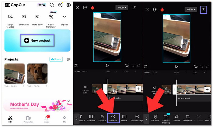 Capcut Reverse A Video on iPhone Or Android