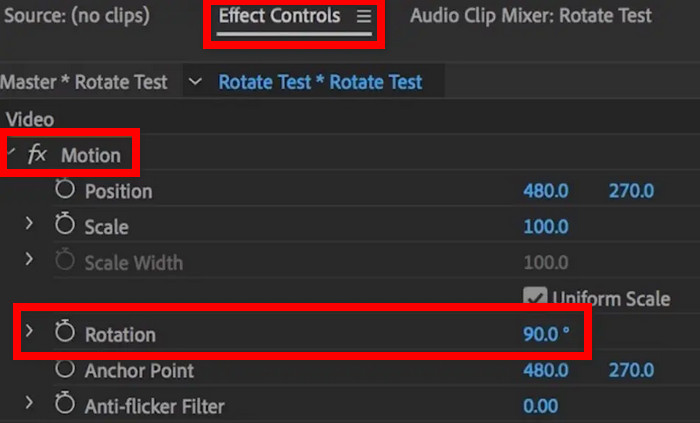 Premiere Pro Effects Control
